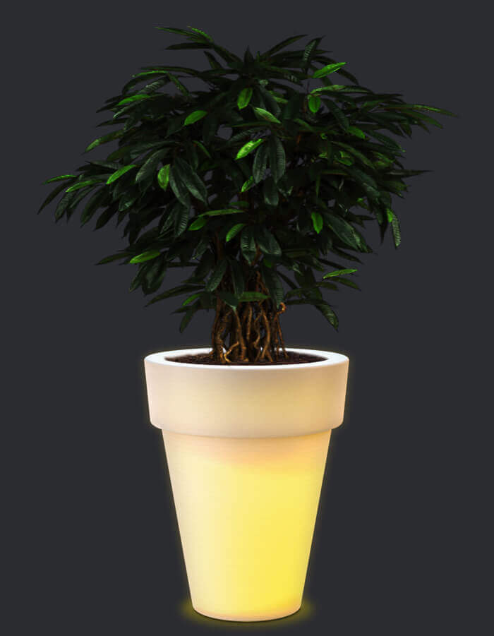 Sereno planters D60 X H90 cm / Translucent White LED Elena LED Planter