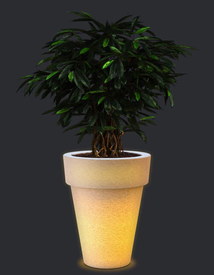 Sereno planters D60 X H90 cm / Exotic White LED Elena LED Planter