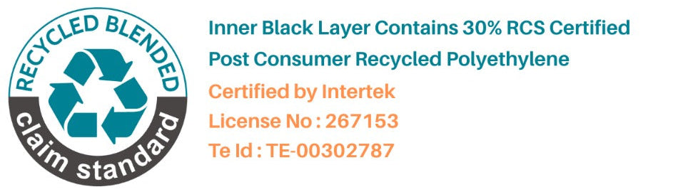 Recycled Blended Claim Standard label with certification details 